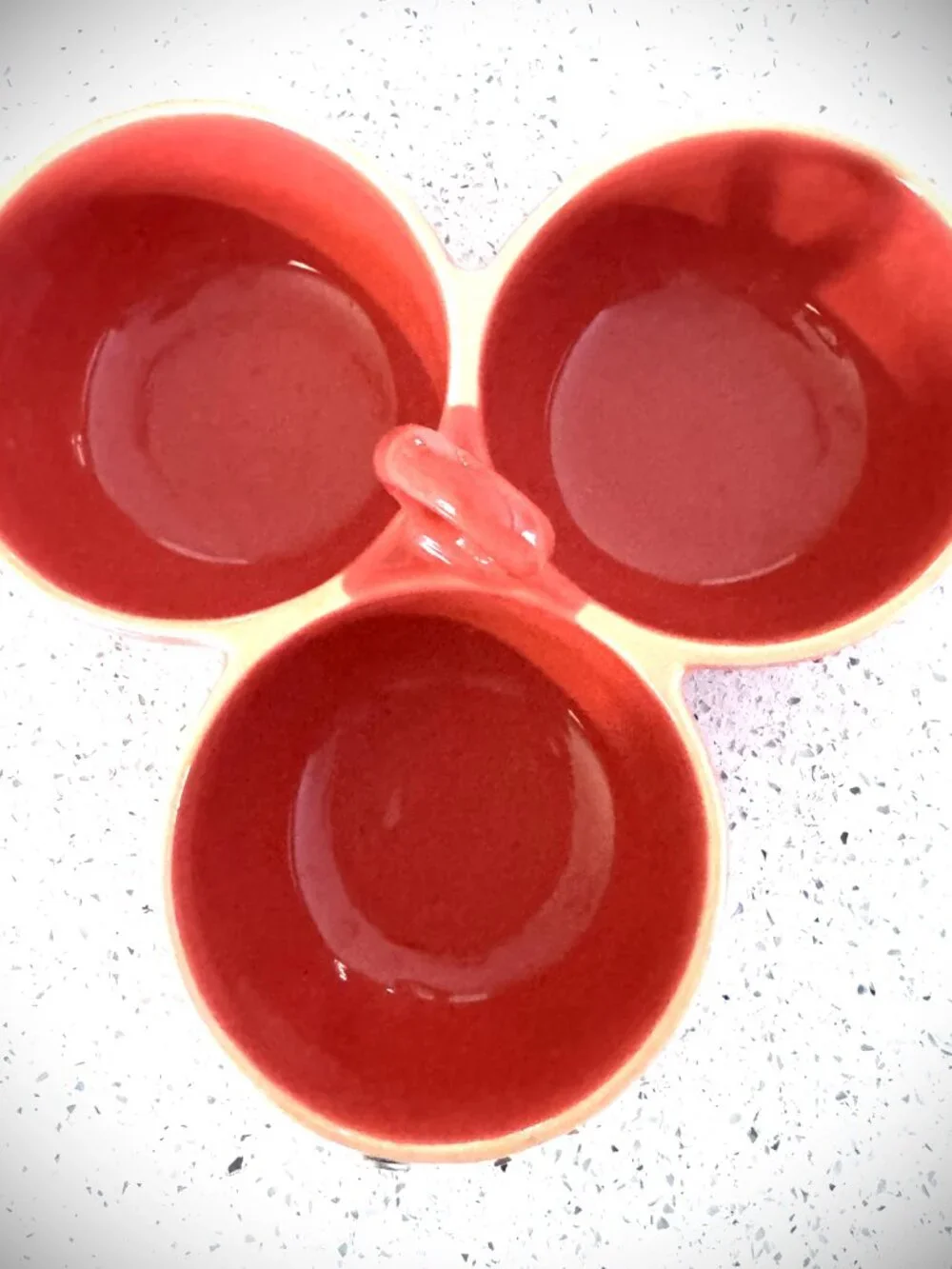 RARE Crate & Barrel Made in Portugal Ceramic 3-Part Appetizer Condiment Server